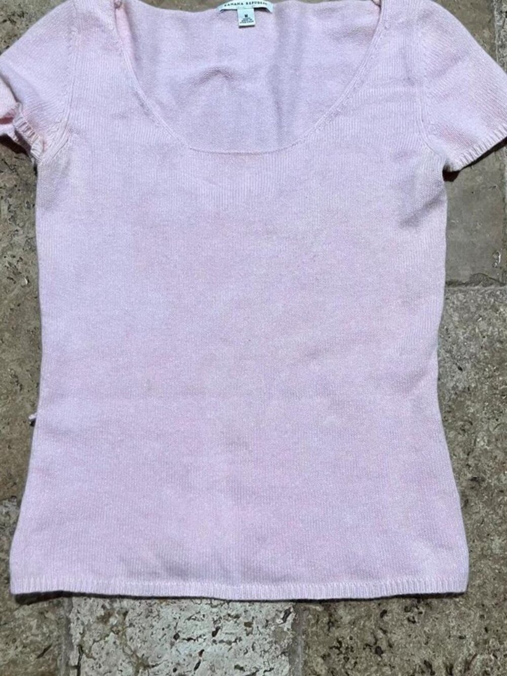 Banana Republic Pink Fitted Scoop Neck Knit Top M